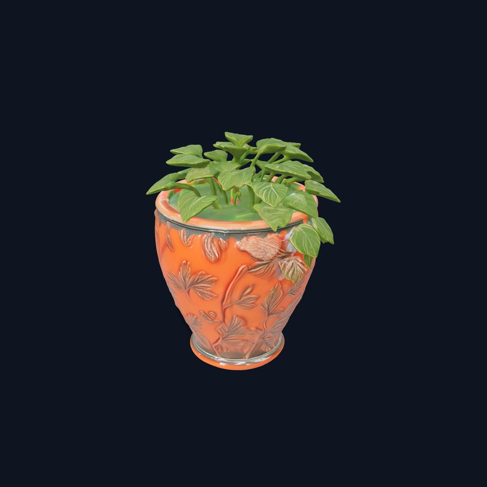 Decorative Plant Pot with Leaves Model Pack viewer poster