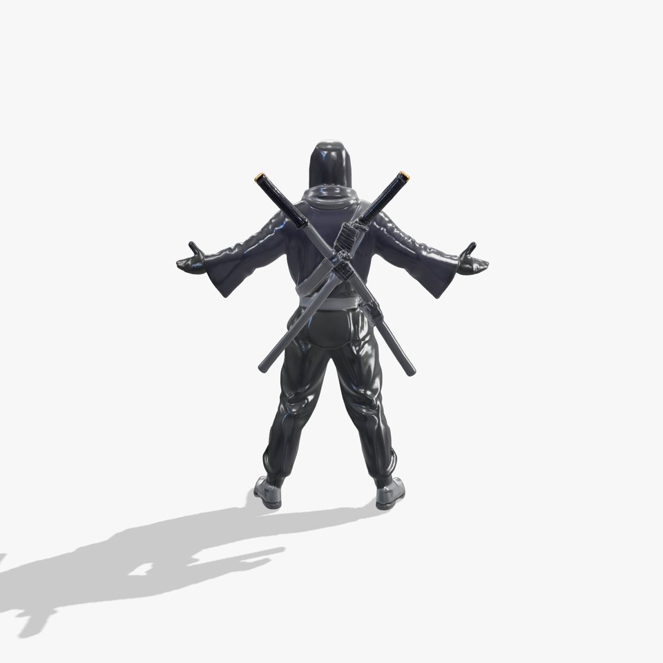 Stealthy Ninja Warrior D Character Model with Dual Swords viewer poster