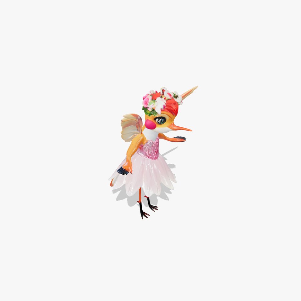 Flower Fairy Bird with Wings and Pink Dress D Model viewer poster
