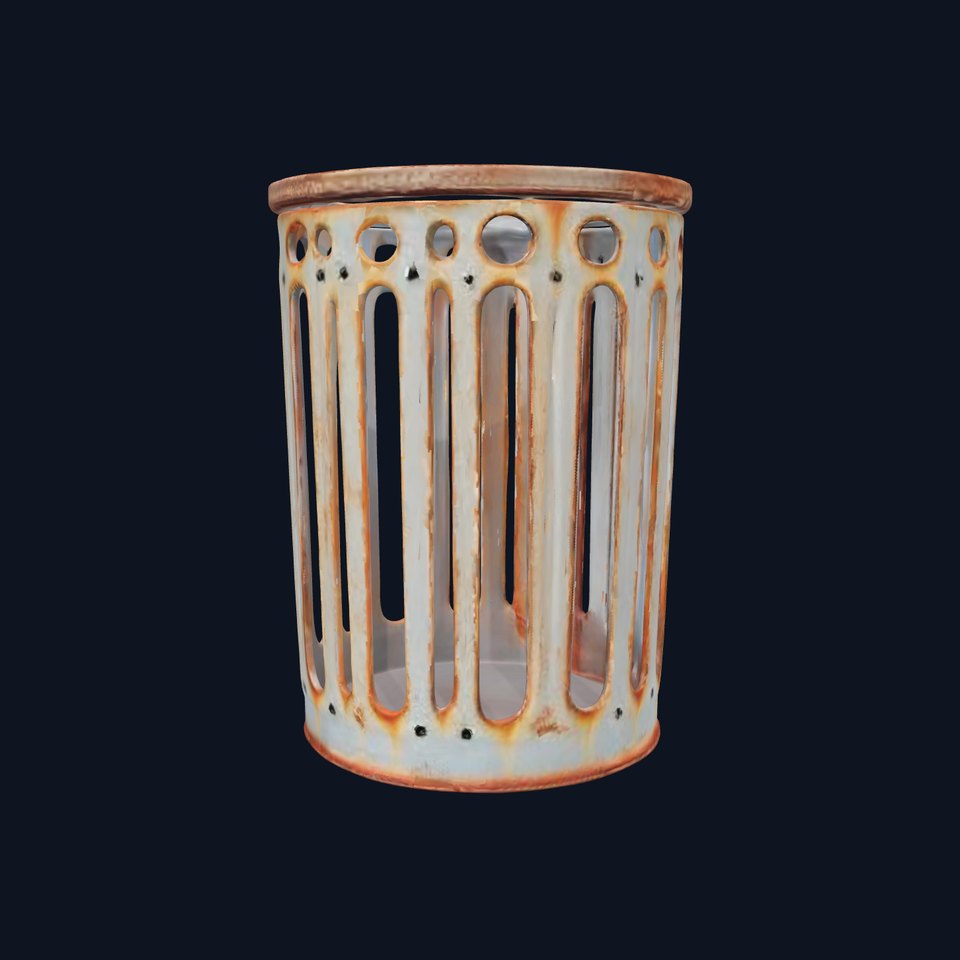 Rustic Metal Trash Can D Model Pack viewer poster