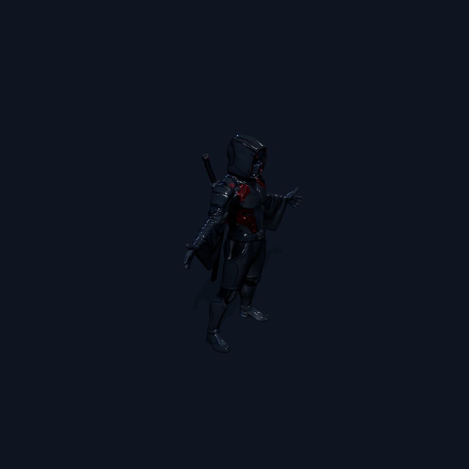 Stealthy Cyber Ninja Character Model  Rigged and Animated viewer poster