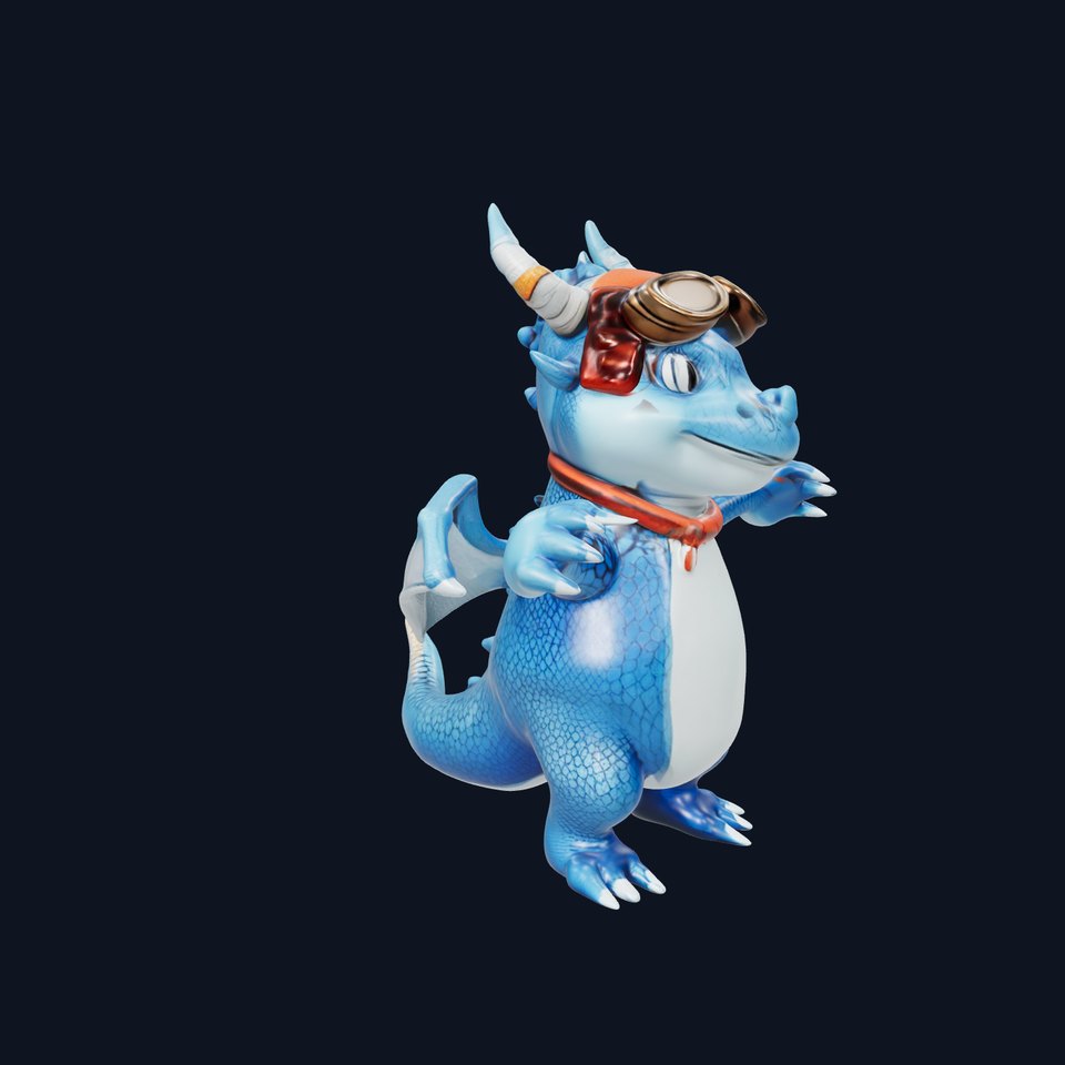 Blue Baby Dragon Rigged and Animated Character Model for Games and VR viewer poster