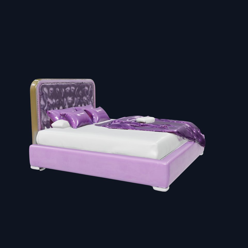 Luxurious Purple Bed Model Pack for Interior Design viewer poster