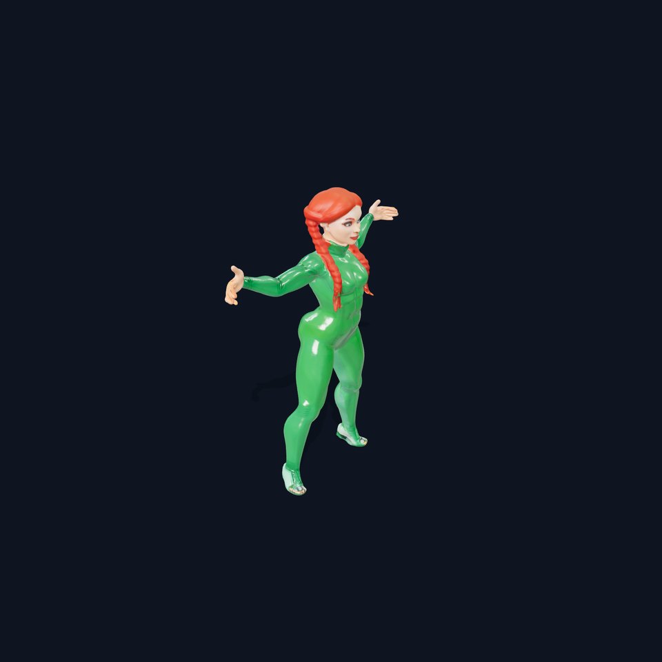Rigged and Animated RedHaired Character in Green Suit viewer poster