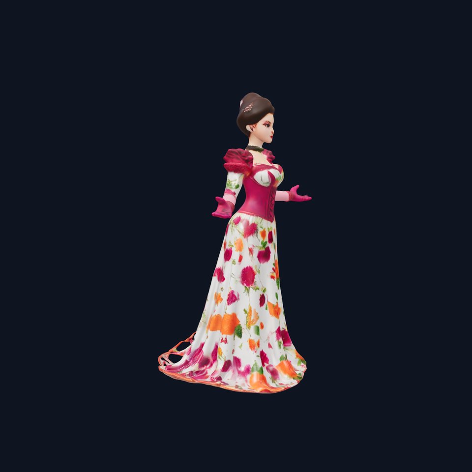 Victorian Floral Gown Lady  Rigged and Animated D Character Model viewer poster