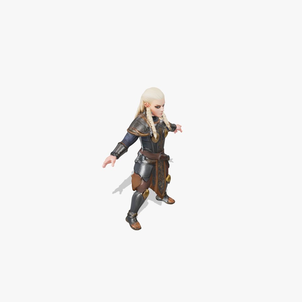 Elven Warrior Rigged and Animated Character Model viewer poster