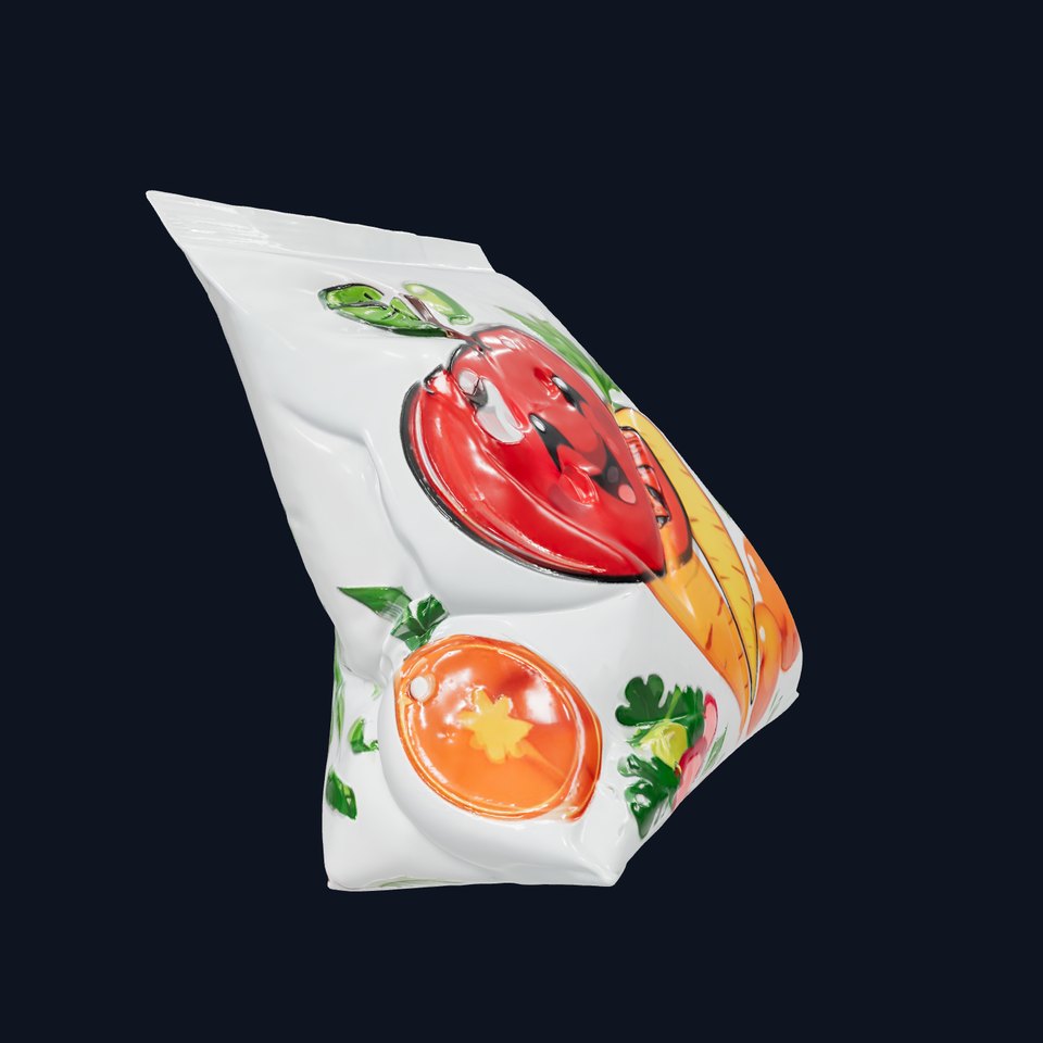 Snack Packaging with Cartoon Fruits and Vegetables Model Pack viewer poster
