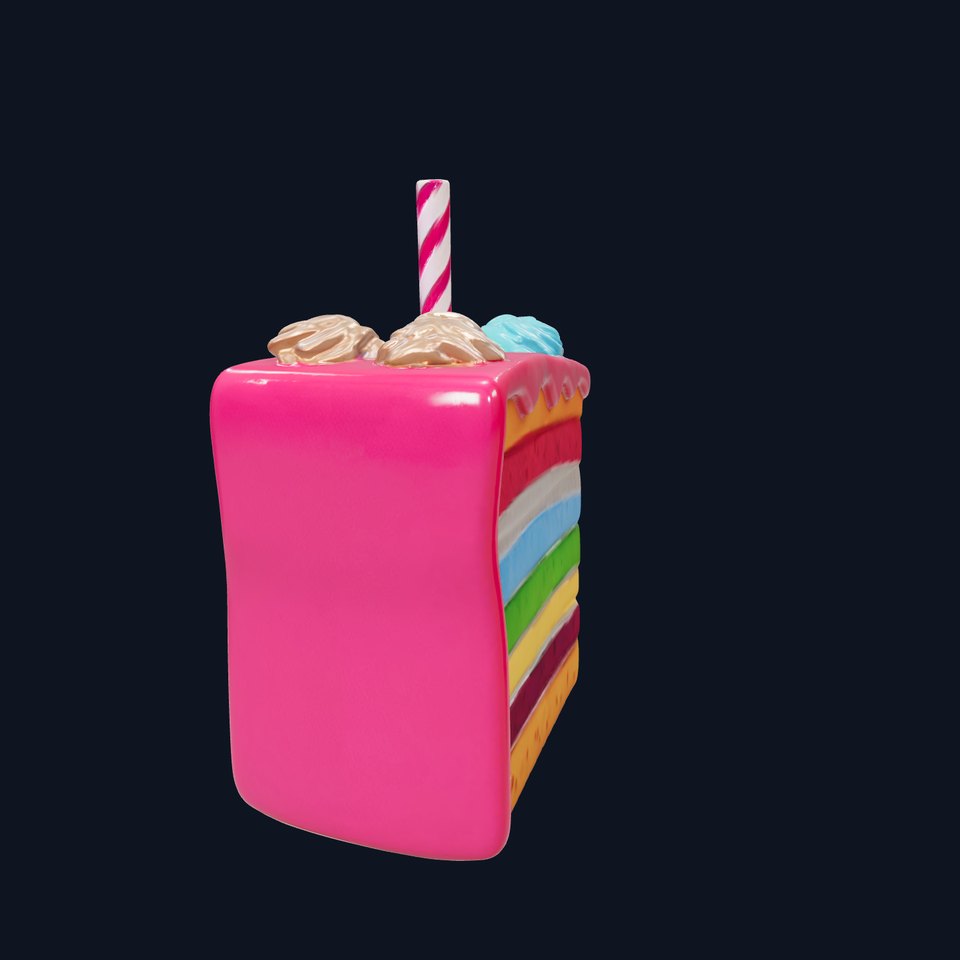 Rainbow Cake Slice with Candle Model Pack viewer poster