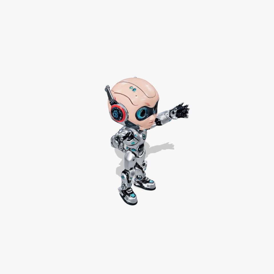 Chibi Robot Kid Rigged and Animated D Character Model viewer poster