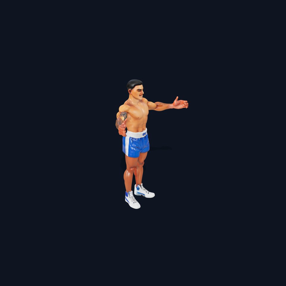 Boxer D Character Model Rigged and Animated viewer poster
