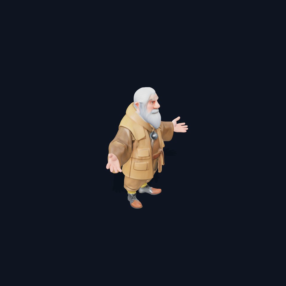 Elderly Adventurer Wizard Rigged and Animated D Character Model viewer poster