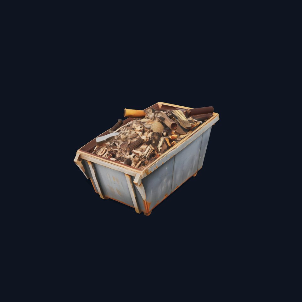 Rusted Construction Dumpster with Debris D Model Pack viewer poster