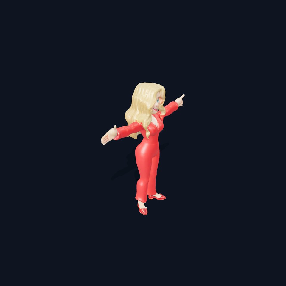 Blonde Female Character in Red Suit Rigged and Animated viewer poster