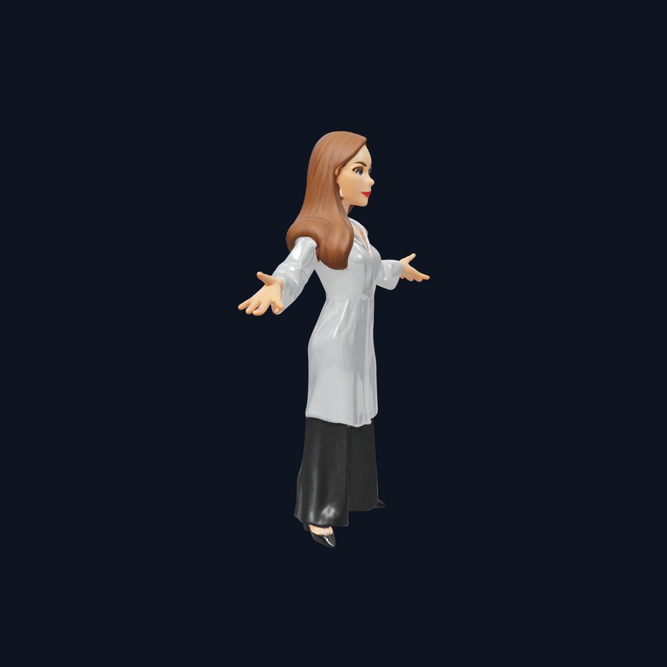D Female Scientist Character Model Rigged and Animated viewer poster