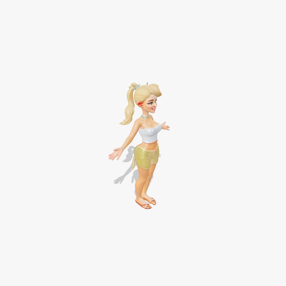 Animated Summer Girl Character Rigged and Animated with PBR Textures viewer poster