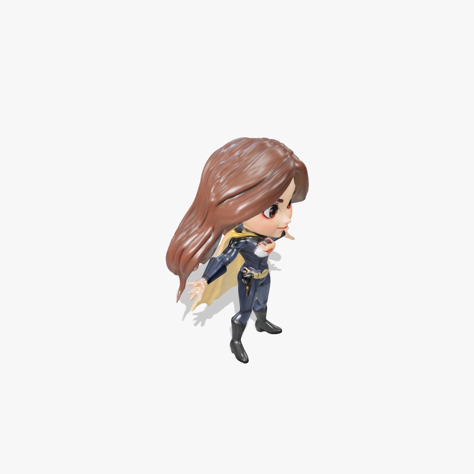 Superheroine Chibi Character Rigged and Animated in Heroic Costume viewer poster