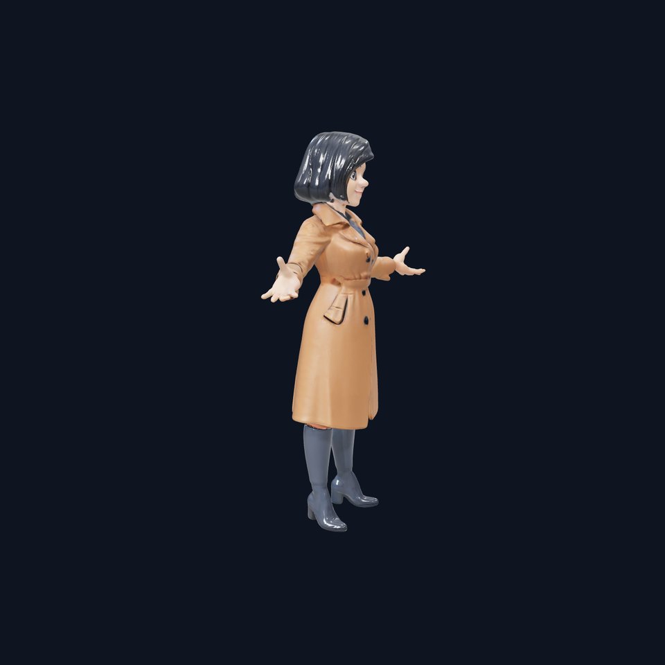 Stylish Detective Character Model  Rigged and Animated viewer poster