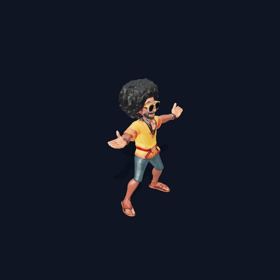 AfroStyle Cool Dude D Character Model Rigged and Animated viewer poster