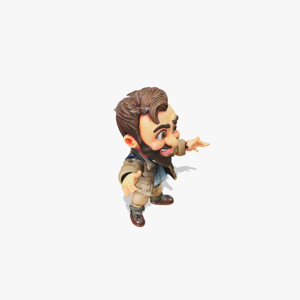 Bearded Explorer Rigged and Animated D Character Model viewer poster