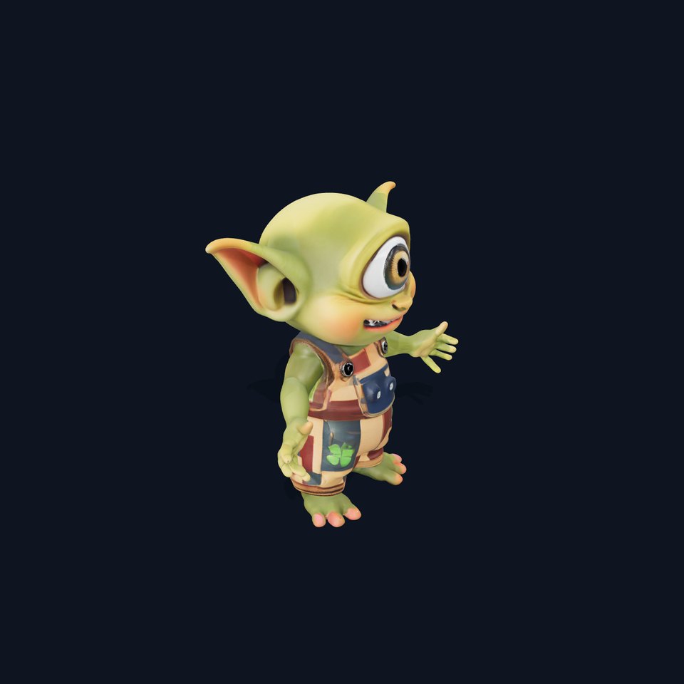 Cyclopean Goblin Child  Rigged and Animated D Character Model viewer poster
