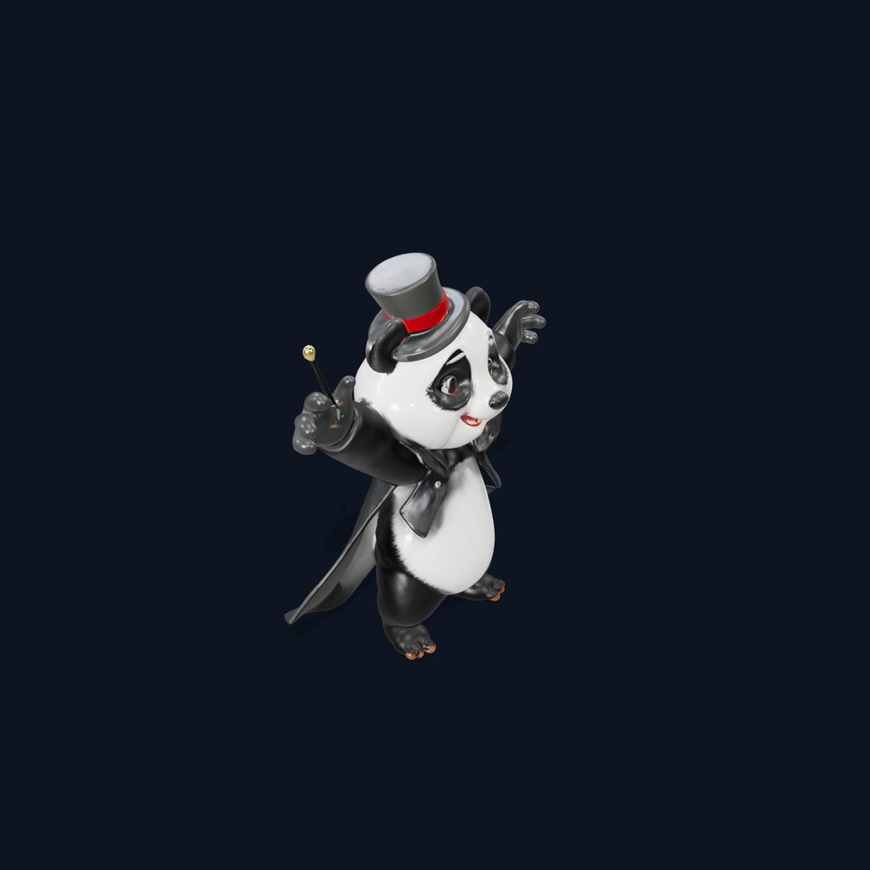 Charming Panda Magician D Character Model Rigged and Animated viewer poster