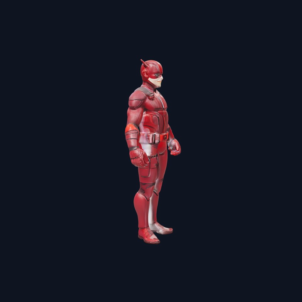 Red Superhero Vigilante Rigged and Animated D Model viewer poster