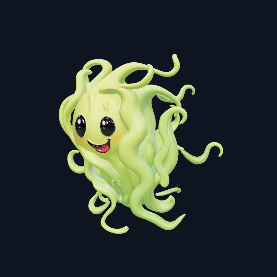 Playful Green Monster Character D Model Pack viewer poster