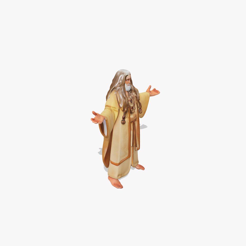 Grand Sage Rigged and Animated Elderly Character Model in Robes viewer poster