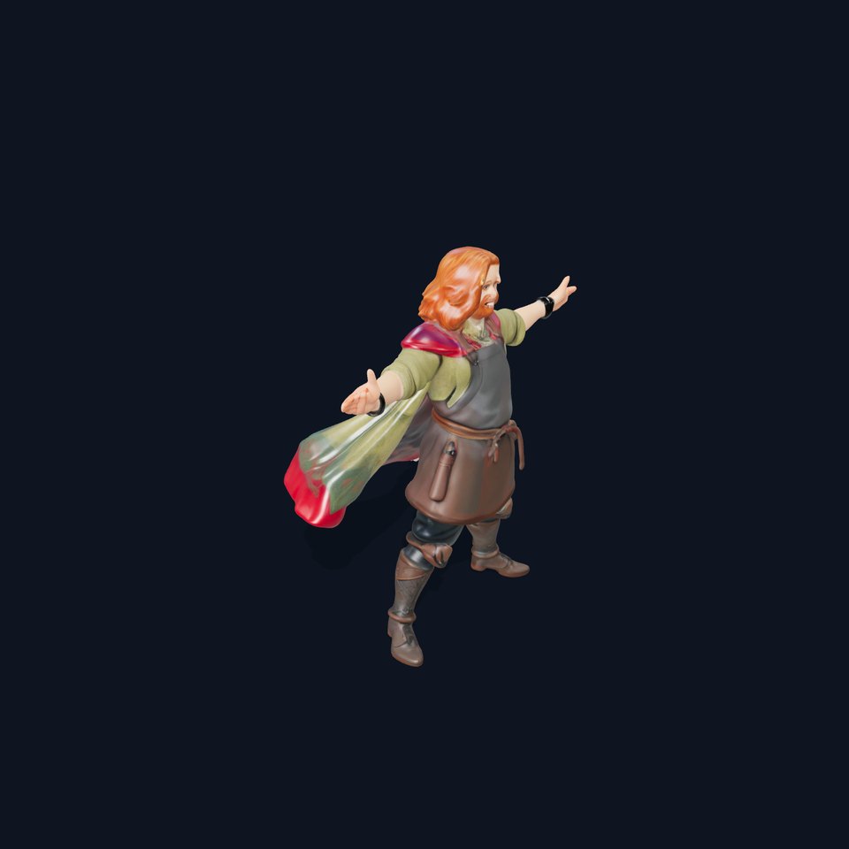 Friendly Medieval Artisan Rigged and Animated D Character Model viewer poster