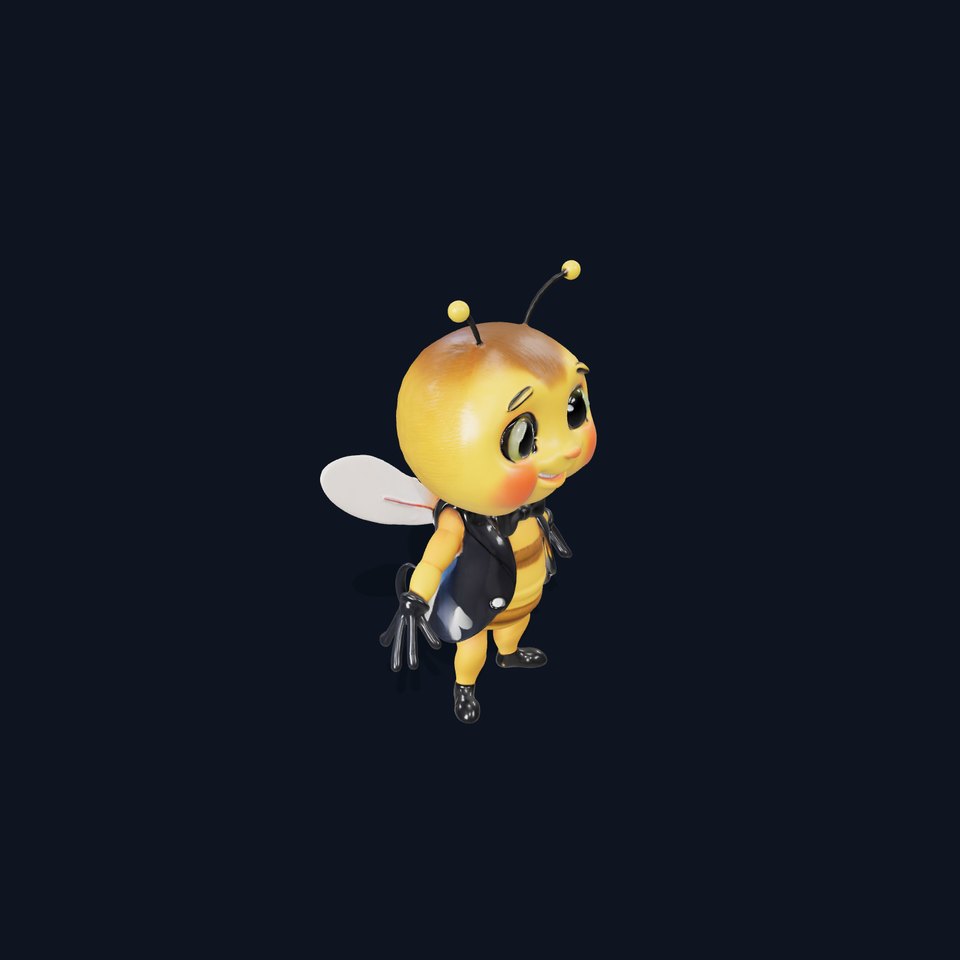 Adorable Bee Character Model Rigged and Animated viewer poster