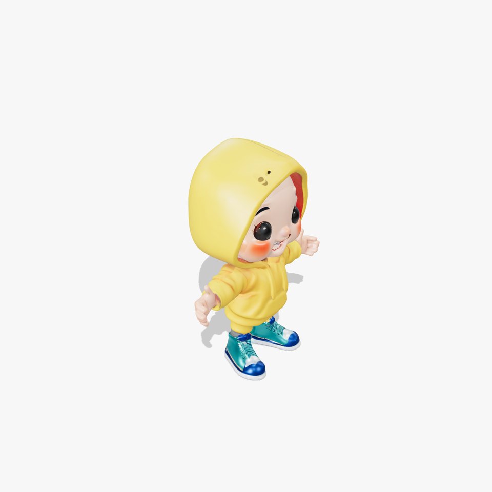 Cute Toddler Cartoon Character in Yellow Hoodie Rigged and Animated viewer poster