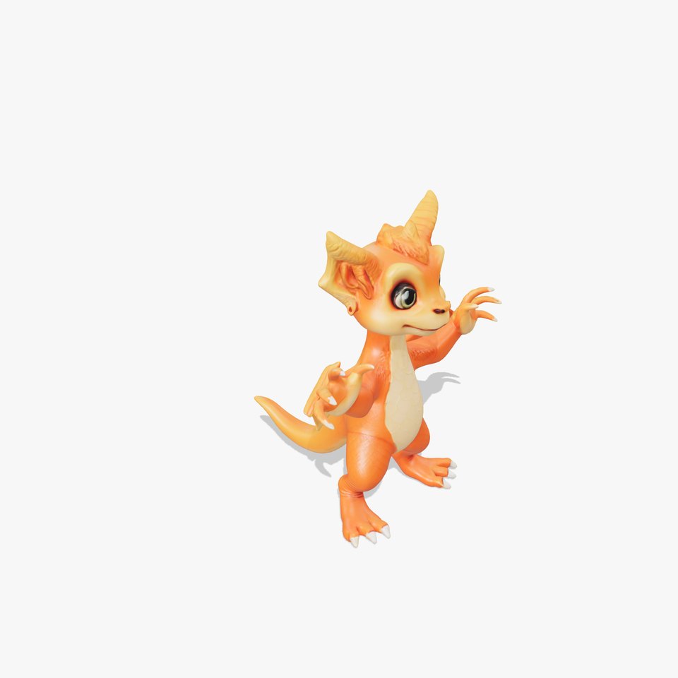 Orange Baby Dragon Character Model  Rigged and Animated viewer poster
