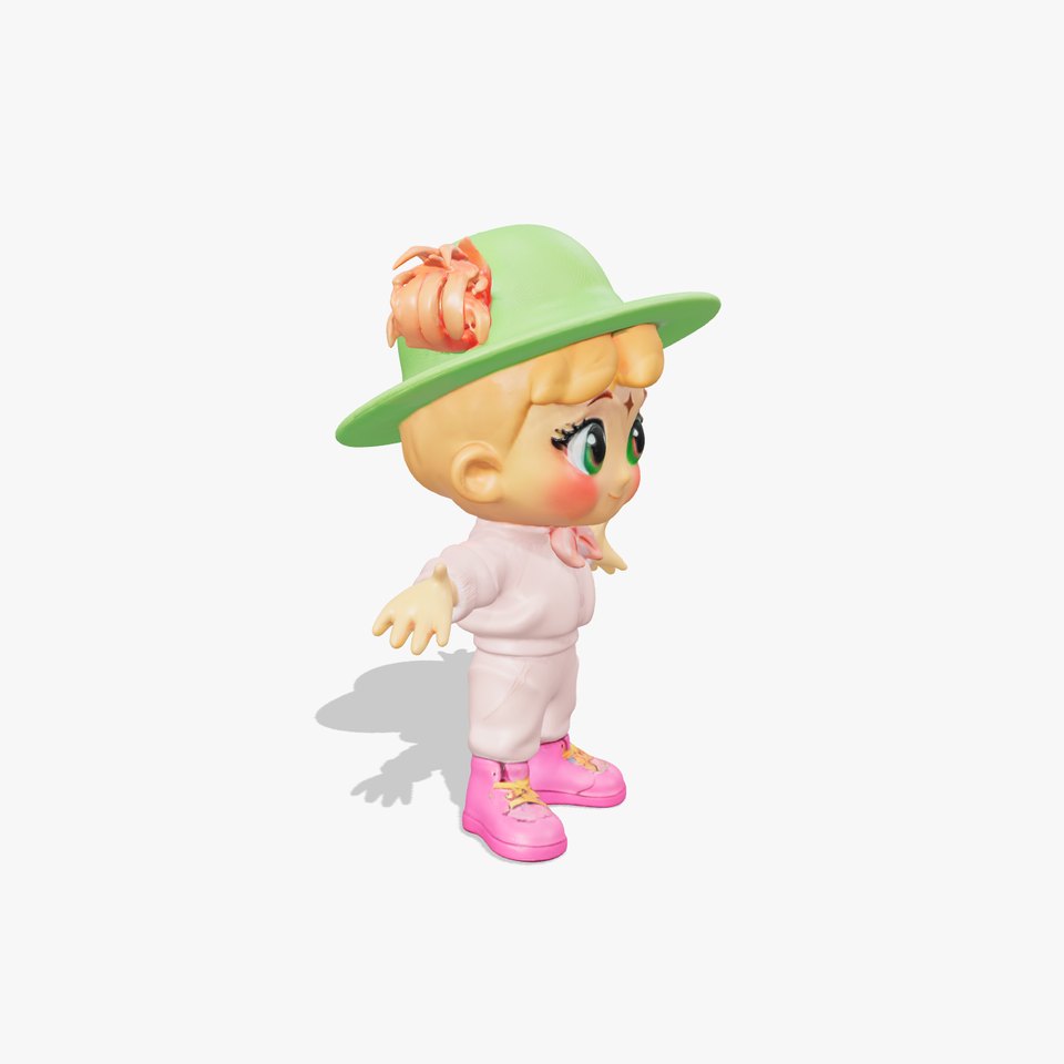 Charming Cartoon Kid in Green Hat Rigged and Animated viewer poster