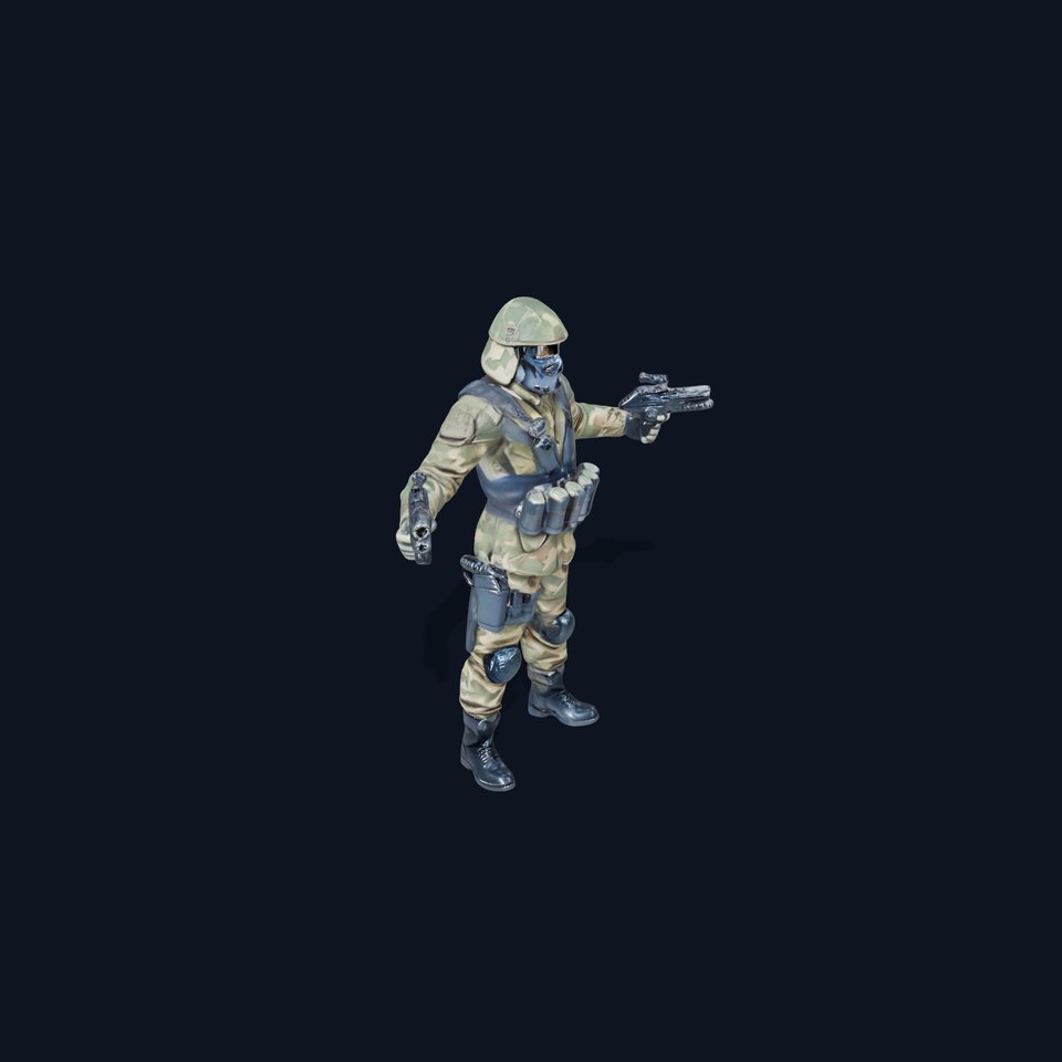 Camouflage Soldier Rigged and Animated Character Model viewer poster