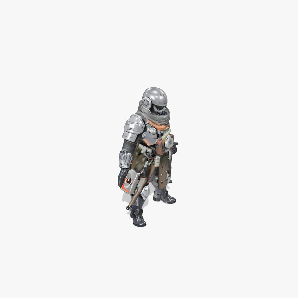 Futuristic Armored Warrior Character Model  Rigged and Animated viewer poster