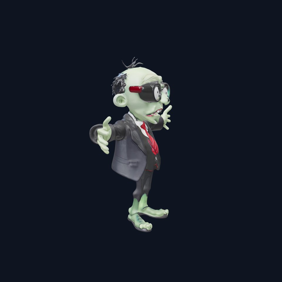 Zombie Businessman Character Model Rigged and Animated viewer poster