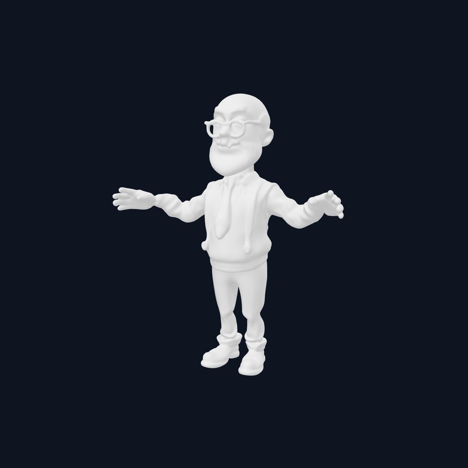 Professor Character Rigged and Animated with Distinctive Beard Sweater Vest viewer poster