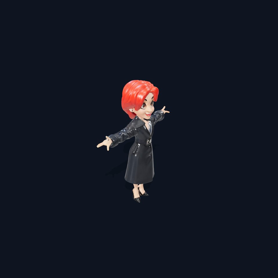Elegant Redhead Female Character Rigged and Animated viewer poster