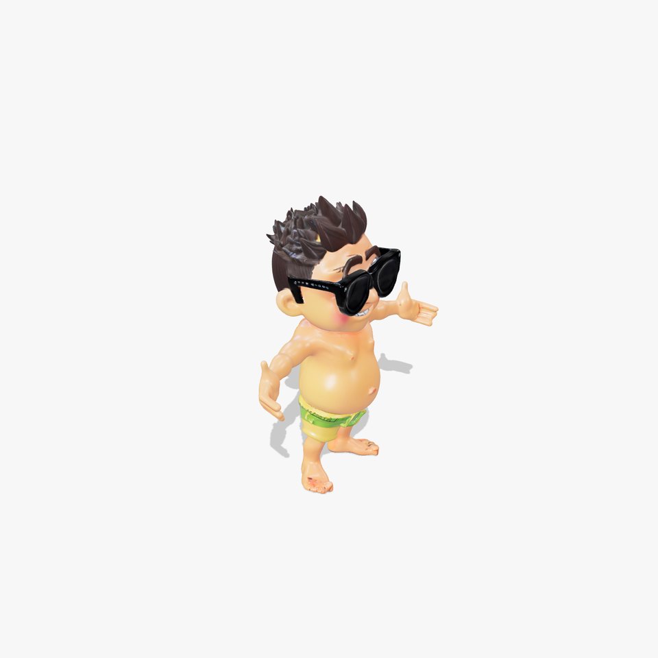 Happy Boy with Sunglasses D Model  Rigged and Animated viewer poster