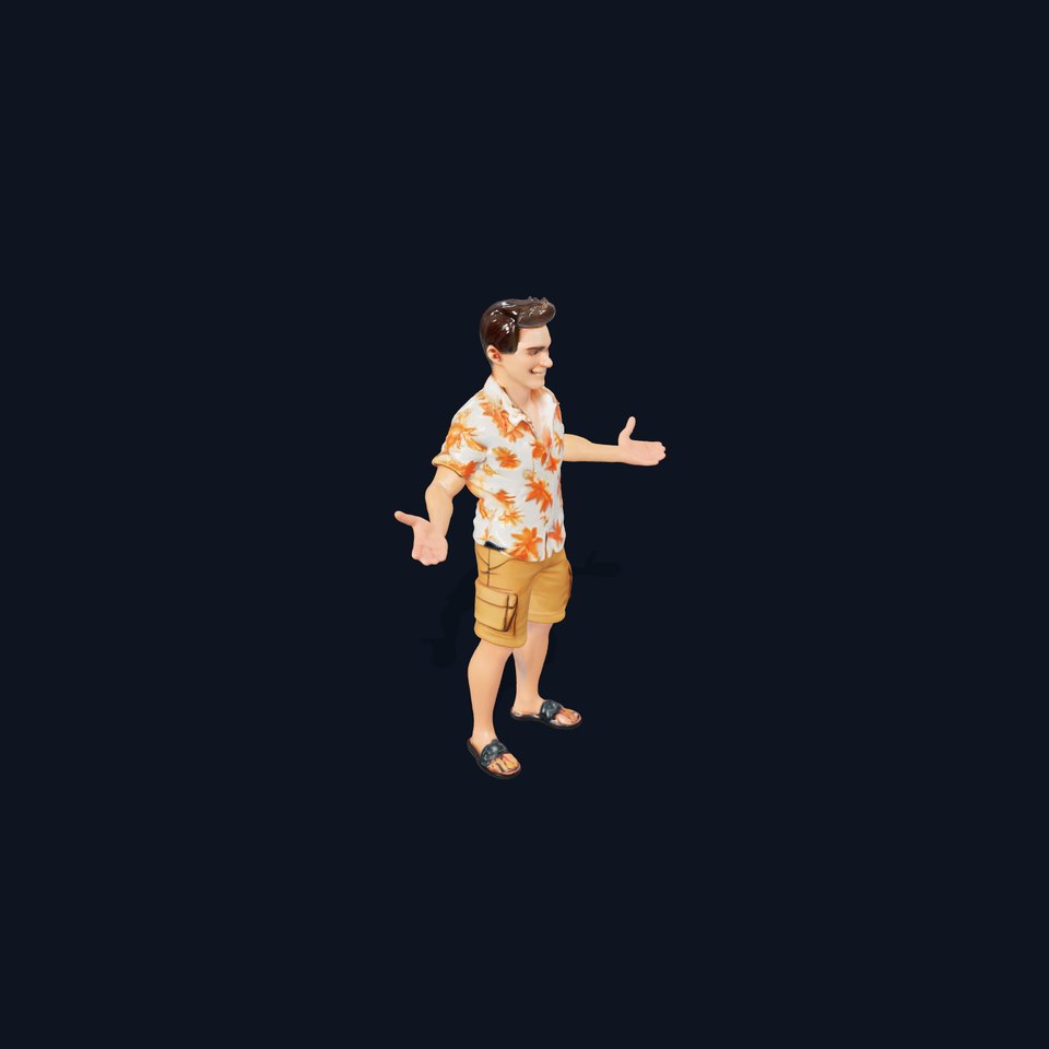 Casual Summer Guy Rigged and Animated D Character Model viewer poster