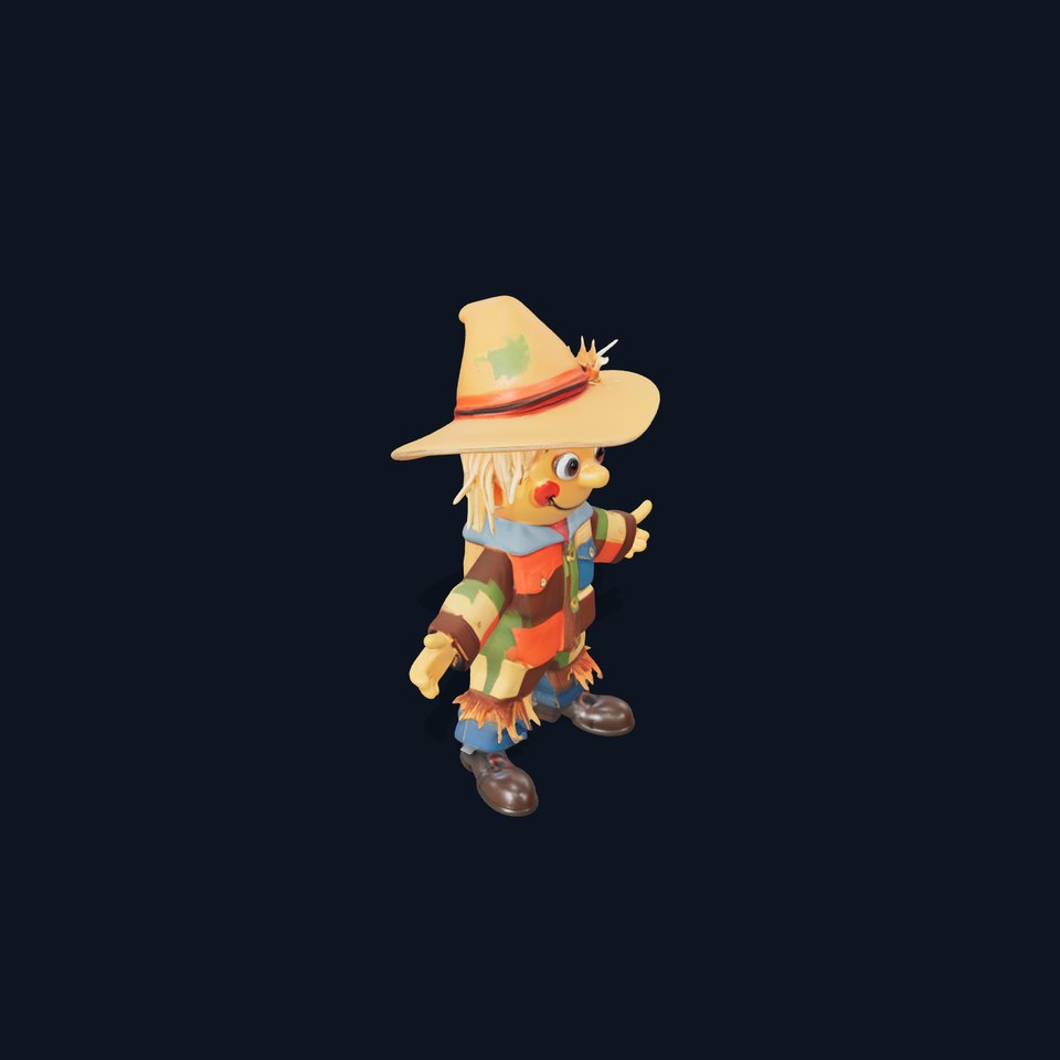 Patchwork Scarecrow Rigged and Animated D Character Model viewer poster