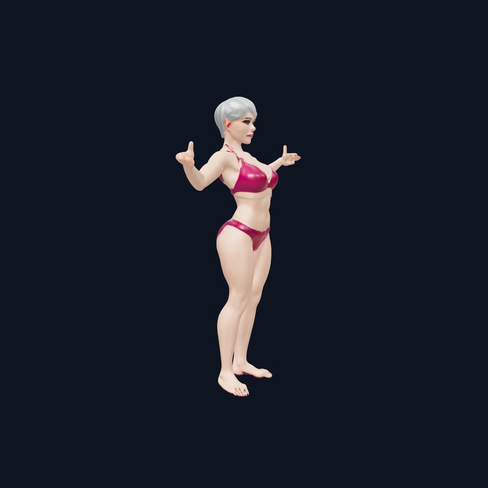 D Female Character Rigged and Animated with Short Hair in Bikini viewer poster