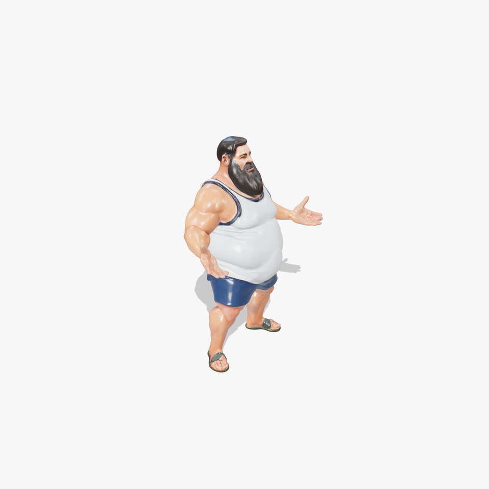 Bearded Casual Rigged and Animated D Character Model viewer poster