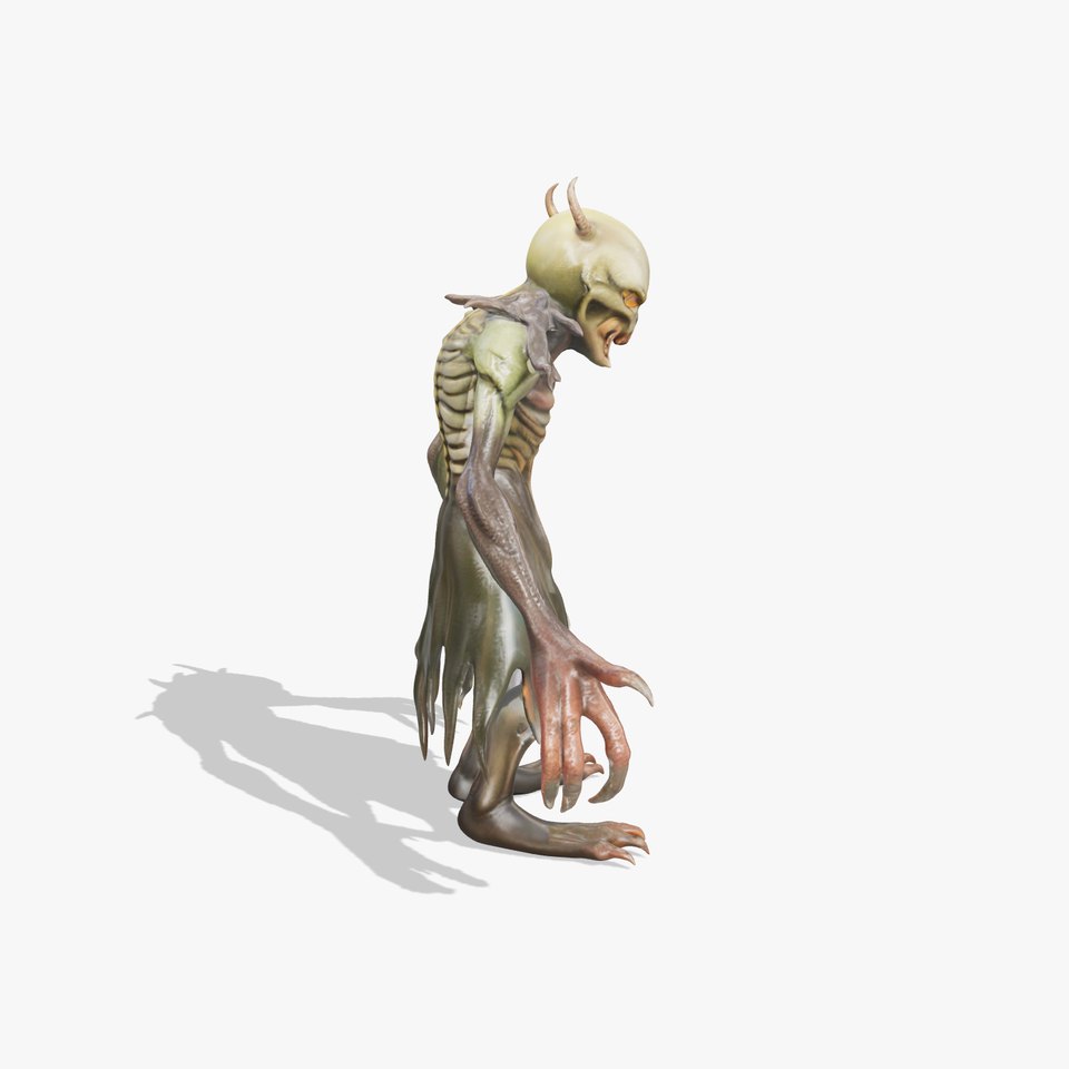 Demonic Creature Rigged and Animated D Model with Glowing Eyes viewer poster