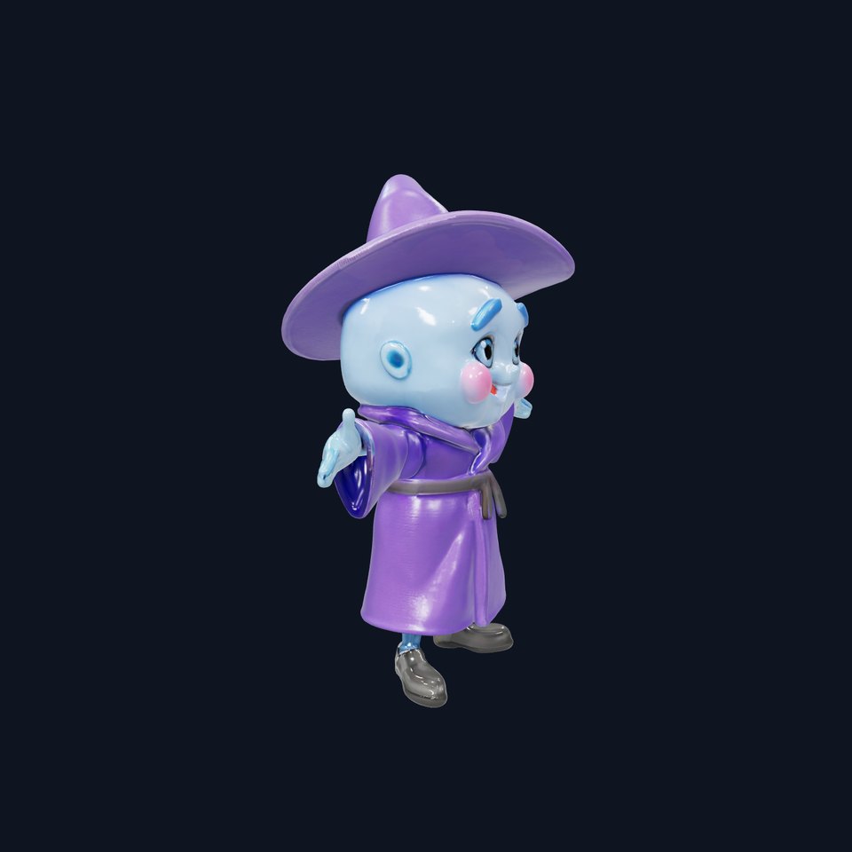 Friendly Blue Wizard Rigged and Animated D Character Model viewer poster