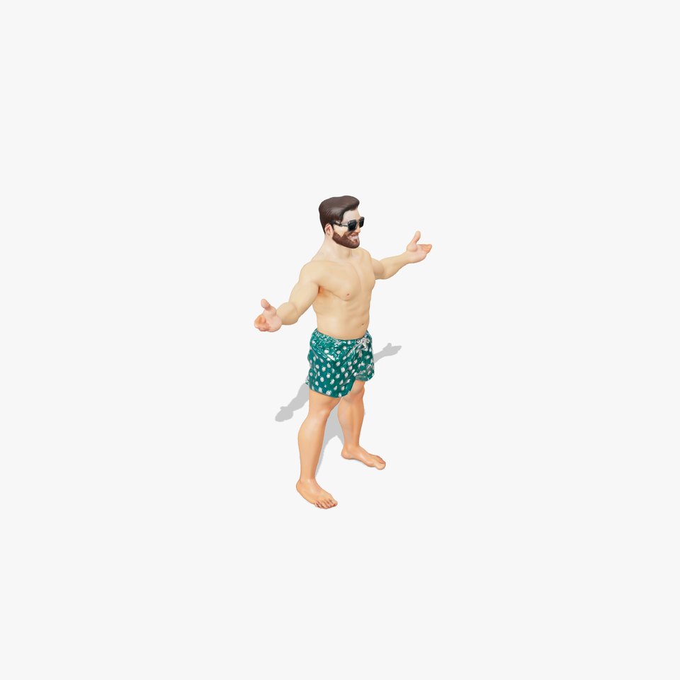Beach Guy Character Model Rigged and Animated viewer poster