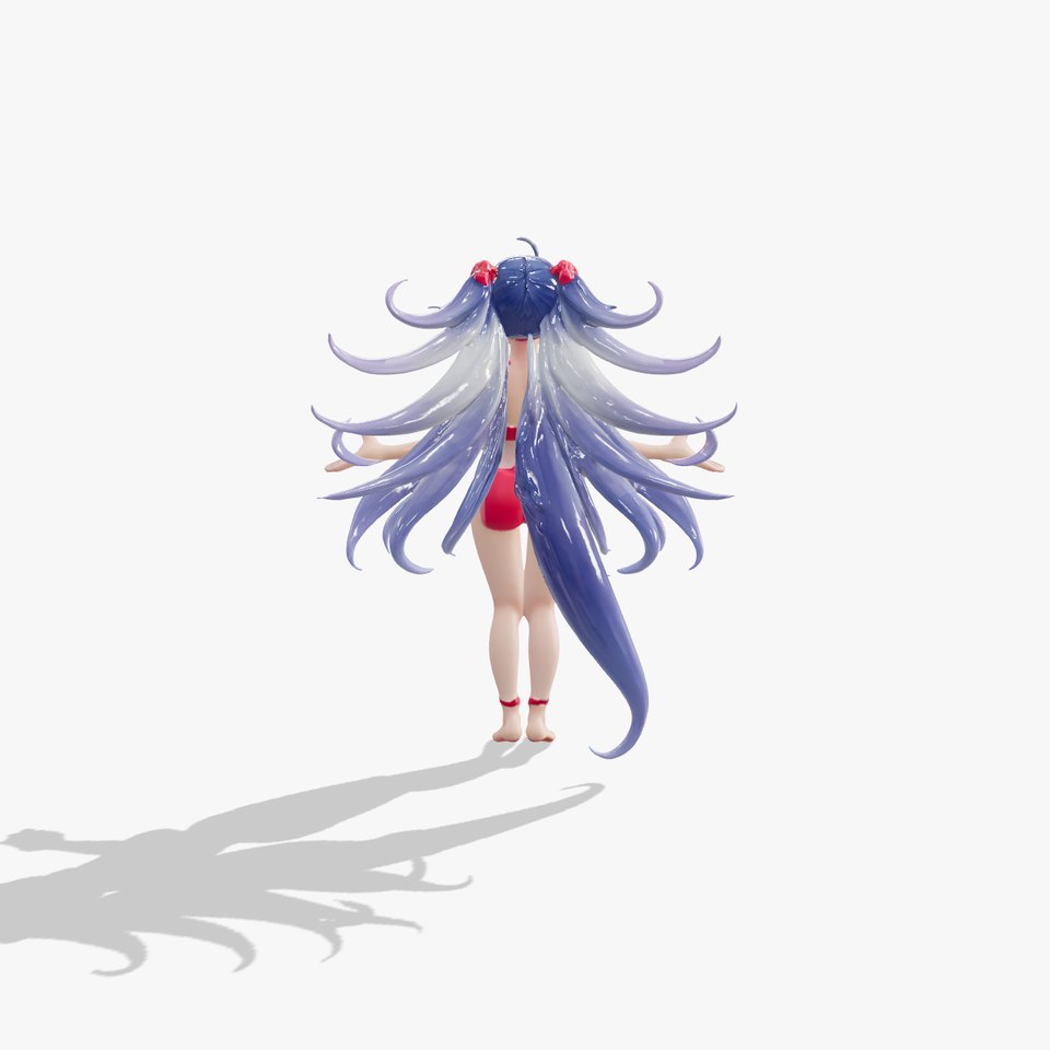 Anime Beach Girl in Red Bikini Rigged and Animated viewer poster