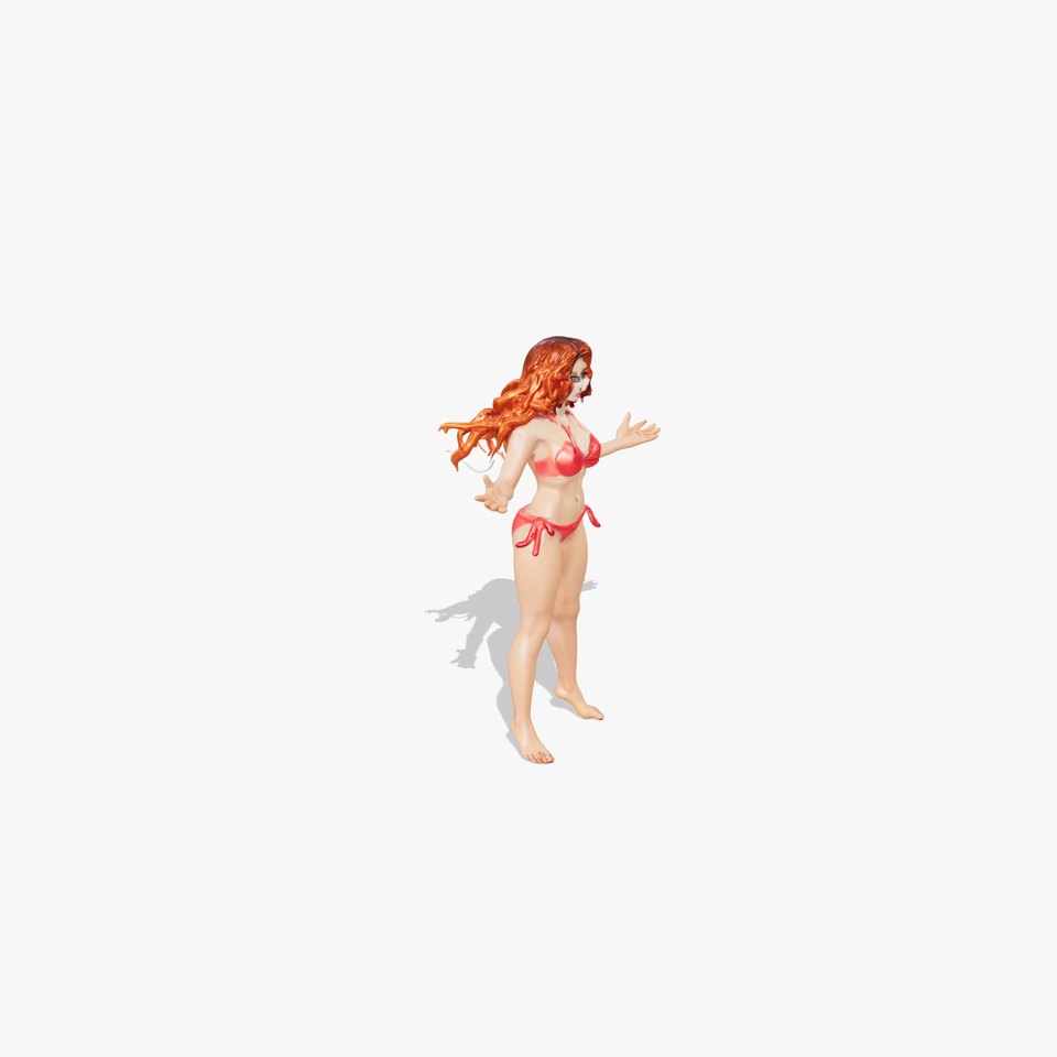 RedHaired Beachwear Character Model Rigged and Animated viewer poster