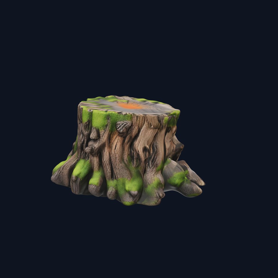Mossy Tree Stump with Detailed Texture Model Pack viewer poster