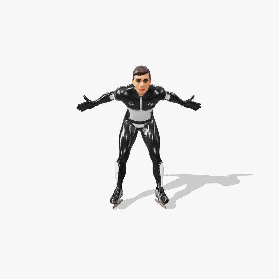 Speed Skater Rigged and Animated D Character Model viewer poster